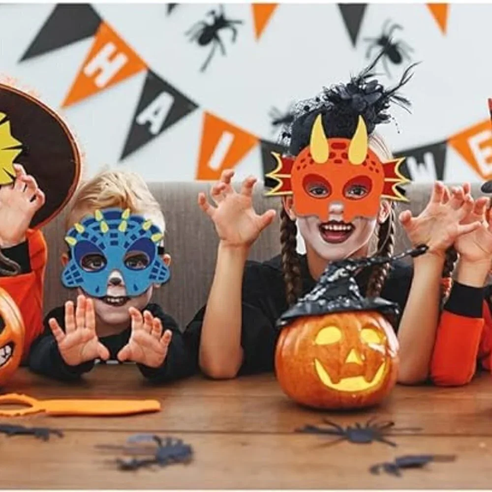 6 Packs Dinosaur Masks Felt and Elastic for Kids  - BIRTHDAY PARTY FUN! NEW